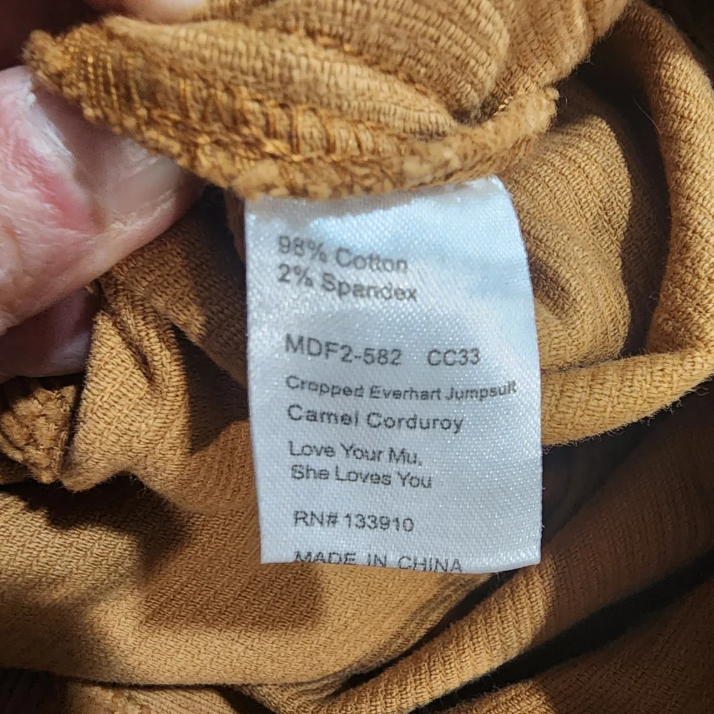 NEW Show Me Your Mumu Cropped Everhart Jumpsuit Camel Corduroy Small Retro Boho - Picture 8 of 12